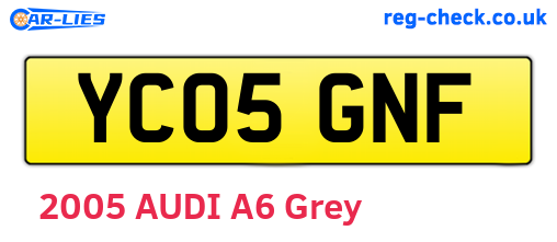 YC05GNF are the vehicle registration plates.