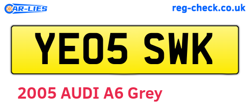 YE05SWK are the vehicle registration plates.