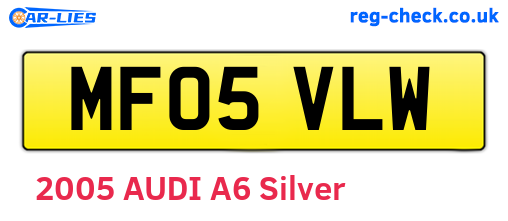 MF05VLW are the vehicle registration plates.