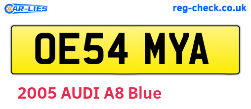 OE54MYA are the vehicle registration plates.