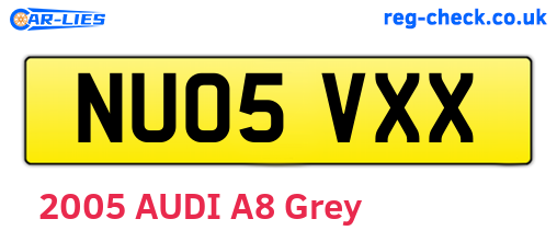 NU05VXX are the vehicle registration plates.