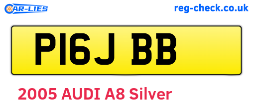 P16JBB are the vehicle registration plates.