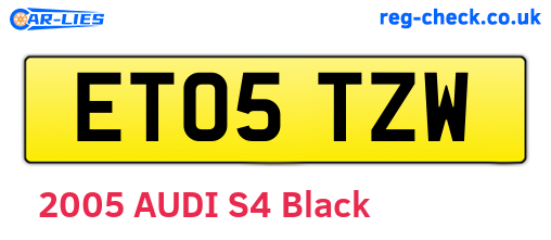 ET05TZW are the vehicle registration plates.