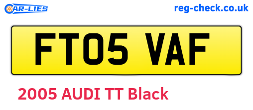 FT05VAF are the vehicle registration plates.