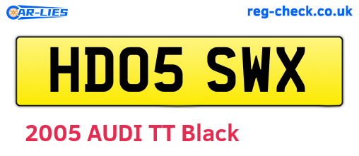 HD05SWX are the vehicle registration plates.