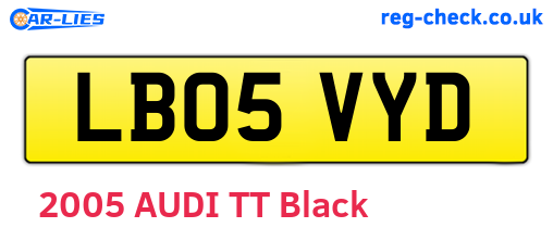 LB05VYD are the vehicle registration plates.