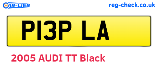 P13PLA are the vehicle registration plates.