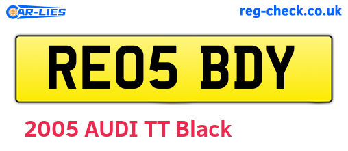 RE05BDY are the vehicle registration plates.