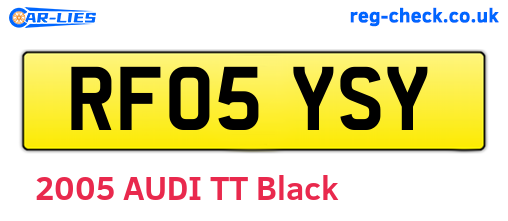 RF05YSY are the vehicle registration plates.