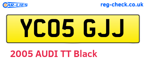 YC05GJJ are the vehicle registration plates.
