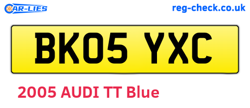 BK05YXC are the vehicle registration plates.