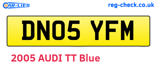 DN05YFM are the vehicle registration plates.