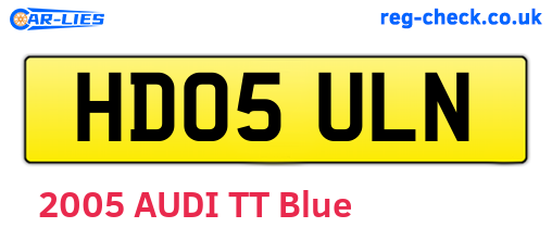 HD05ULN are the vehicle registration plates.