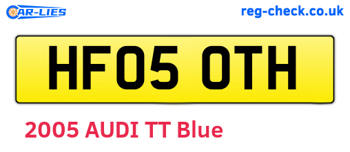 HF05OTH are the vehicle registration plates.