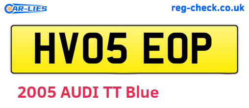 HV05EOP are the vehicle registration plates.