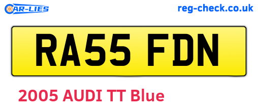 RA55FDN are the vehicle registration plates.