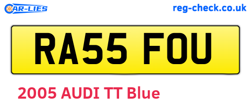 RA55FOU are the vehicle registration plates.