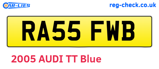 RA55FWB are the vehicle registration plates.