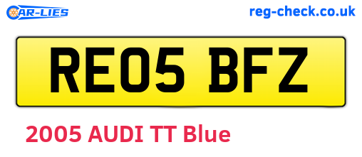 RE05BFZ are the vehicle registration plates.