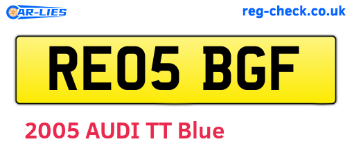 RE05BGF are the vehicle registration plates.