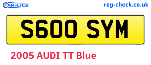 S600SYM are the vehicle registration plates.