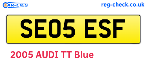 SE05ESF are the vehicle registration plates.