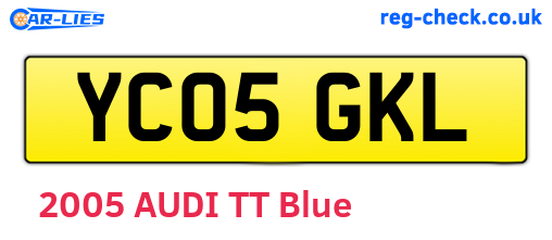 YC05GKL are the vehicle registration plates.