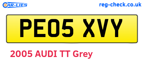 PE05XVY are the vehicle registration plates.