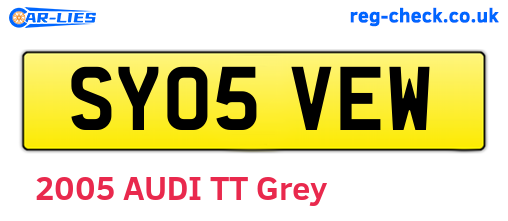 SY05VEW are the vehicle registration plates.