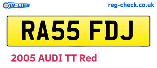 RA55FDJ are the vehicle registration plates.