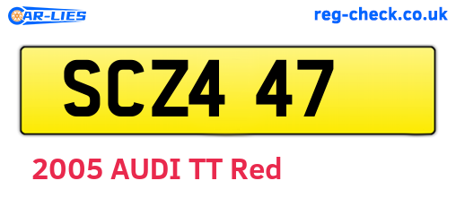 SCZ447 are the vehicle registration plates.