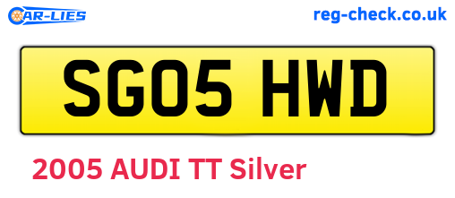SG05HWD are the vehicle registration plates.