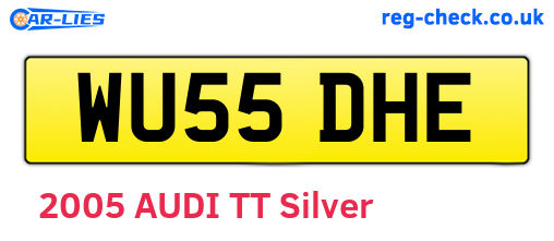 WU55DHE are the vehicle registration plates.