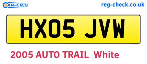 HX05JVW are the vehicle registration plates.