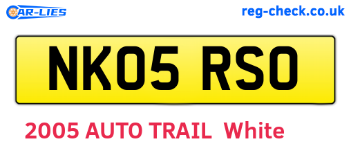 NK05RSO are the vehicle registration plates.
