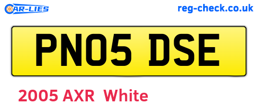 PN05DSE are the vehicle registration plates.
