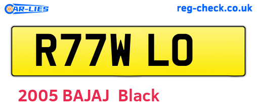 R77WLO are the vehicle registration plates.
