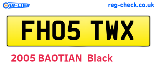 FH05TWX are the vehicle registration plates.