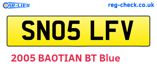 SN05LFV are the vehicle registration plates.