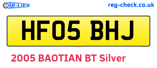 HF05BHJ are the vehicle registration plates.