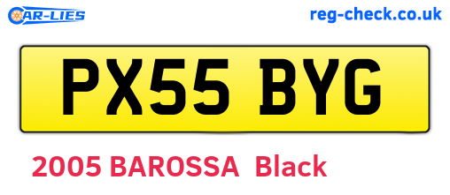 PX55BYG are the vehicle registration plates.