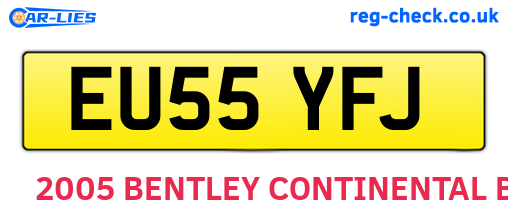 EU55YFJ are the vehicle registration plates.