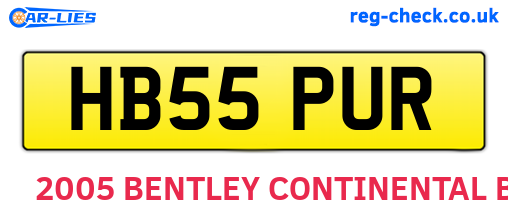 HB55PUR are the vehicle registration plates.