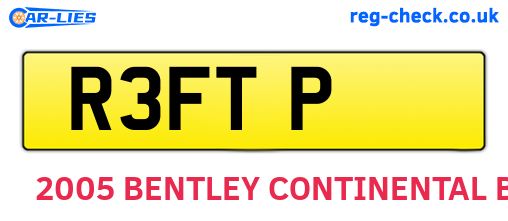 R3FTP are the vehicle registration plates.