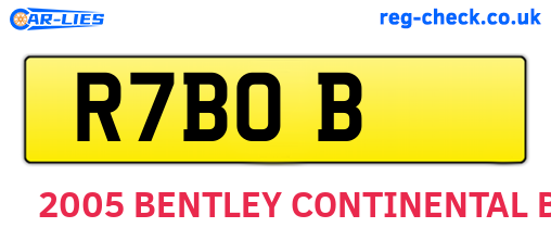 R7BOB are the vehicle registration plates.