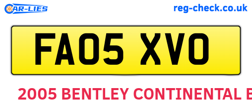 FA05XVO are the vehicle registration plates.