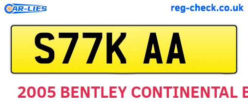 S77KAA are the vehicle registration plates.