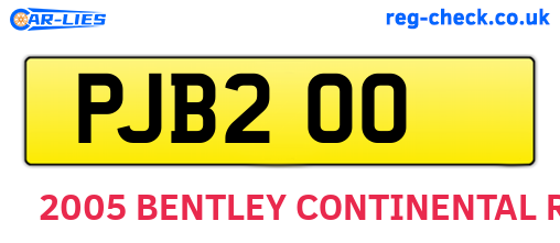 PJB200 are the vehicle registration plates.