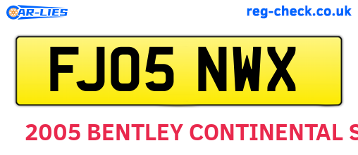 FJ05NWX are the vehicle registration plates.