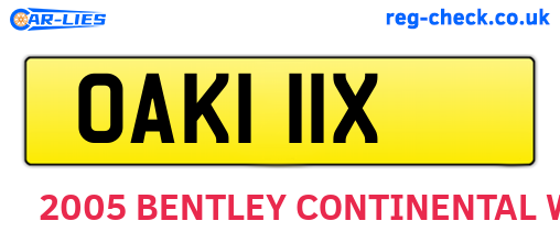 OAK111X are the vehicle registration plates.